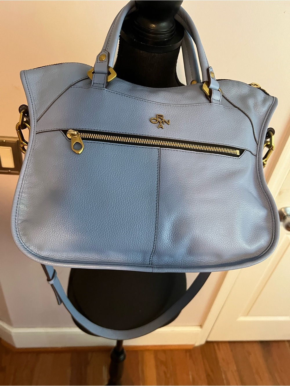 orYANY Sarah Satchel in Sky Blue pebbled genuine leather. - Picture 8 of 12